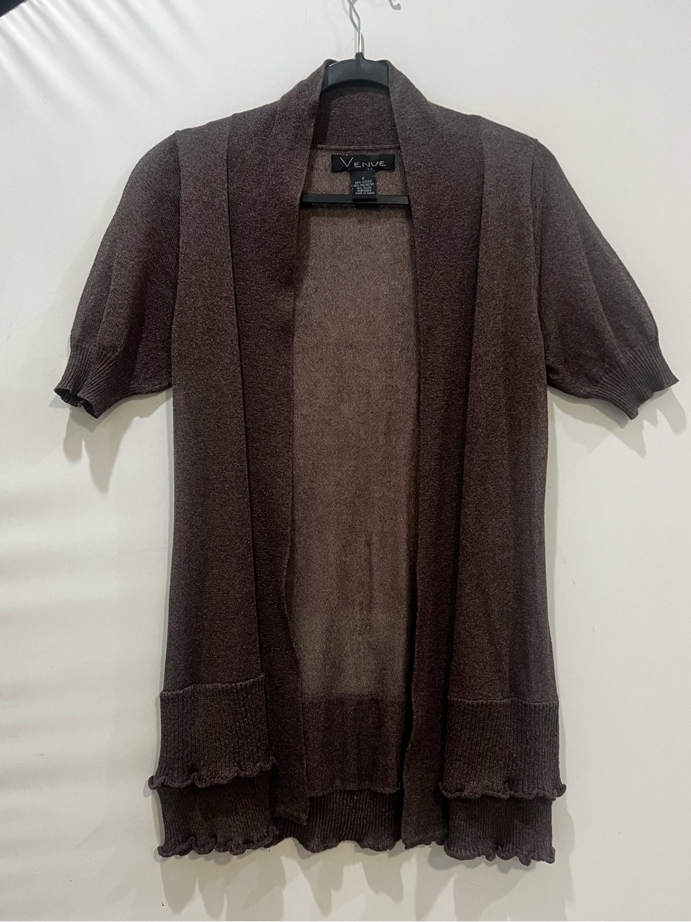 Venue Cardigan Womens Small Brown Open Front Ruffle Y2K Fairy Babydoll Romantic